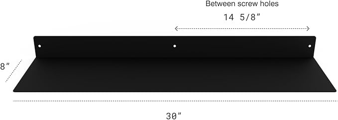 DIY CARTEL Linear Floating Shelf - Forged Raw Blackened Steel - Industrial Heavy Duty Metal Wall Mounted Modern Rustic Shelf - Made in The USA (30-inch x 8-inch Black)