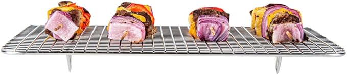 Restaurantware Met Lux 8.5 x 12 Inch Wire Baking Rack 1 Heavy-Duty Oven Wire Rack - Fits Quarter Size Sheet Pan Dishwashable Stainless Steel Cooling Rack Elevated Feet Oven-Ready Up To 575F