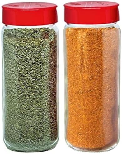 JARMING COLLECTIONS Glass Spice Jars with Shaker Lids - Spice Containers 16 oz Popcorn Seasoning Shaker or Parmesan Cheese, Cinnamon Sugar Dispenser