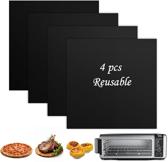 for Ninja Air Fryer Oven Liners, 4 Pack Non-stick Baking Mat, Oven Liners for Bottom of Oven Compatible with Ninja Foodi SP101 SP201 SP301 Fry Toaster Microwave Bottom of Gas & Electric