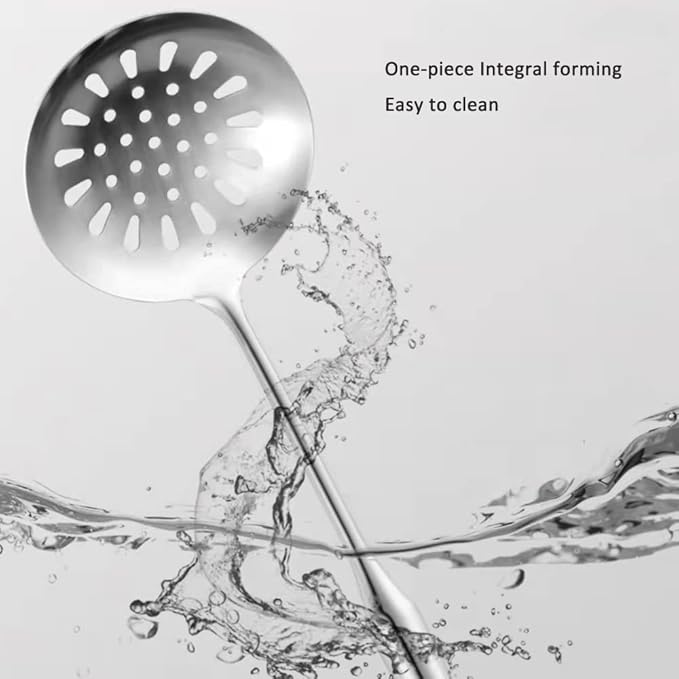 304 18/10 Stainless Steel Kitchen Utensils Set 9 Pcs Long Cooking Utensil, Spatula, Soup spoon, Leaking shovel, Ladle, Tunner, Pasta Server, Meat Fork Kitchen Tools Set (9 Pieces Set)