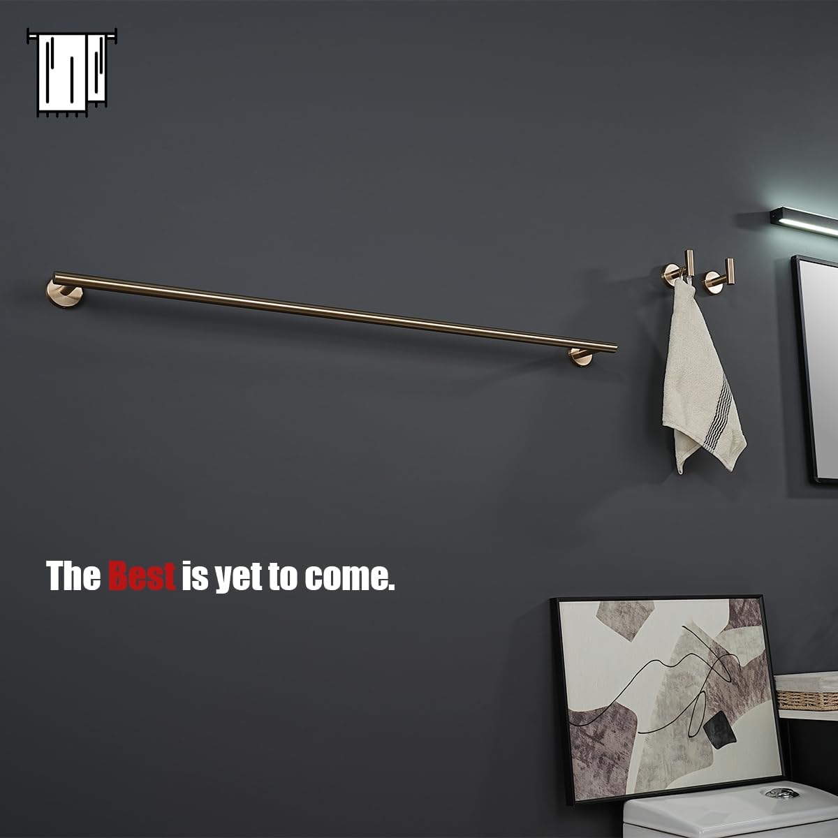 JQK Champagne Bronze Bath Towel Bar, 39 Inch 304 Stainless Steel Thicken 1mm Towel Rack Bathroom, Towel Holder Wall Mount, Useable Length 36 Inch, TB110L36-CB