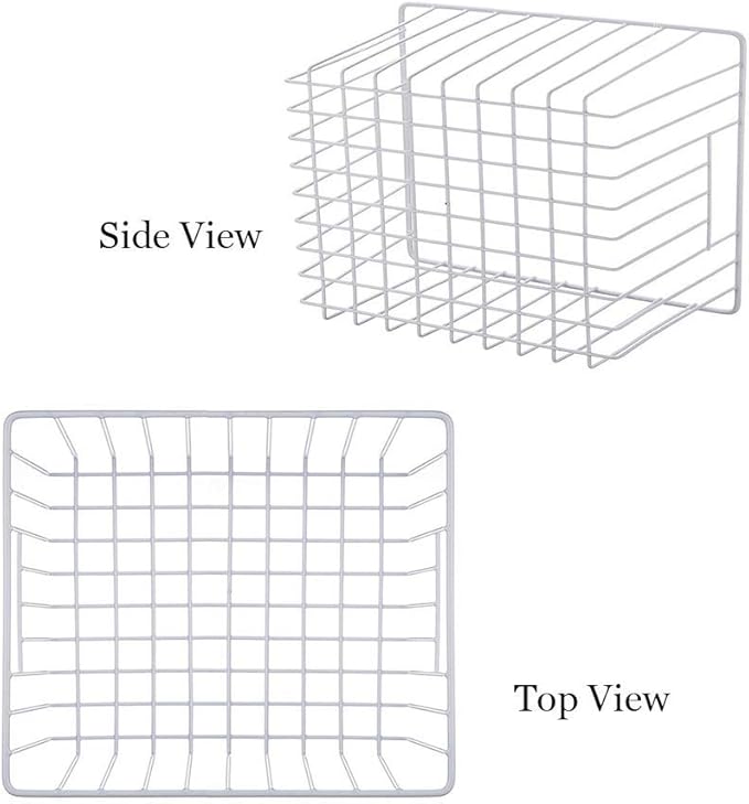SANNO Freezer Baskets Freezer Wire Storage Basket, Organizer Food Storage Bin with Handles for Cabinets, Pantry, Closets, Bedrooms 11.8" x 11.8" x7"