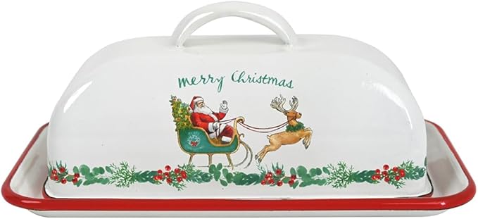 Enamel Butter Dish with Lid Vintage Enamelware Butter Keeper with Flower and Bird Patterns Farmhouse Butter Container Butter holder for Countertop Kitchen Decor