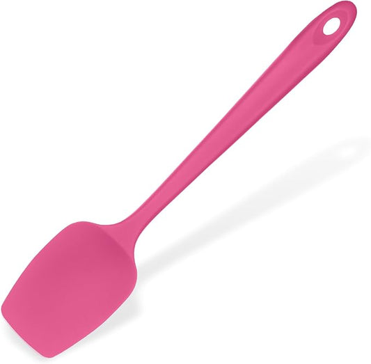 Heat Resistant Silicone Spoon Spatula: U-Taste 600ºF High Heat Flexible 11.38in Silicon Mixing Stirring Cooking Scraping Baking Bowl Scraper, Seamless for Kitchen Nonstick Cookware (Rosy Pink)