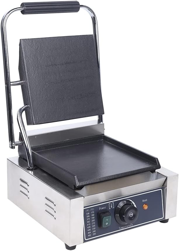 1800W Electric Press Sandwich Maker and Griddle Grill, Open Flat Mini Sear and Press Grill Indoor with Non-Stick Coated Plate for Quesadillas, Burgers, Breakfast