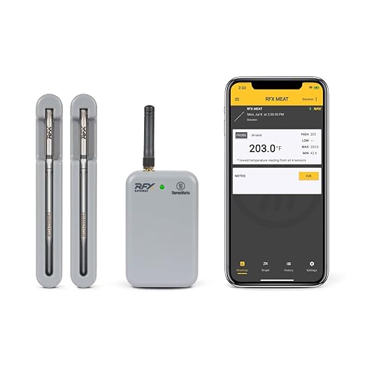 RFX | Smart Wireless Meat Thermometer | Wi-Fi & Radio Frequency | Stronger Signal Than Bluetooth | Meat Probe for Use in Smoker, Grill, BBQ, Oven - 2-Probe Kit
