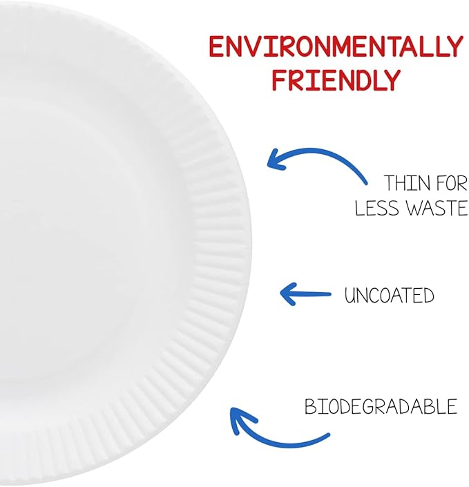 Hygloss Products Paper Plates - Uncoated White Plate - Use for Foodware, Events, Activities, Crafts Projects and More - Environmentally Friendly - Recyclable and Disposable - 6-Inches - 200 Pack
