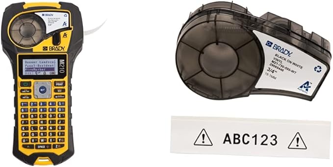 Brady M210 Portable Label Printer Bundle with B595 All-Weather Vinyl Label Roll | Create Labels for Indoor & Outdoor Use