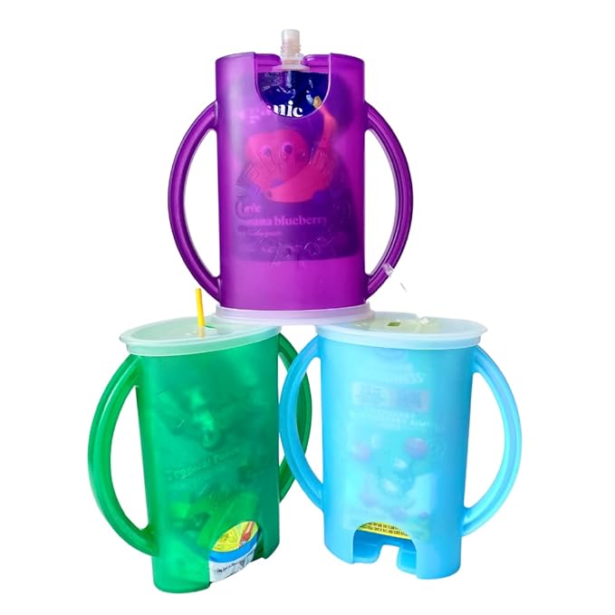 Squeeze Proof Food Pouch Holder for Toddlers, Babies, Kids, Mess Free No Squeeze Juice Box Drink and Applesauce Snack Holder with Easy Grip Handles and Lid