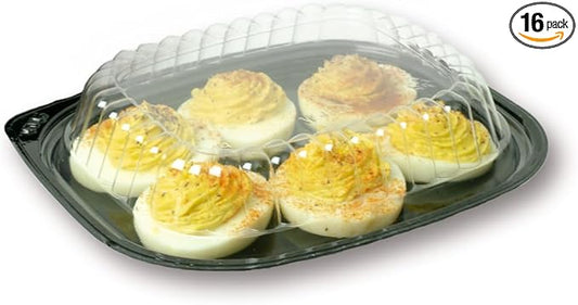 16 Pack - Disposable Deviled Egg Containers with Lid – Plastic Deviled Egg Trays – For 6 Egg Halves
