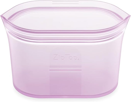 Zip Top Reusable Food Storage Bags | Small Dish [Lavender] | Silicone Meal Prep Container | Microwave, Dishwasher and Freezer Safe | Made in the USA