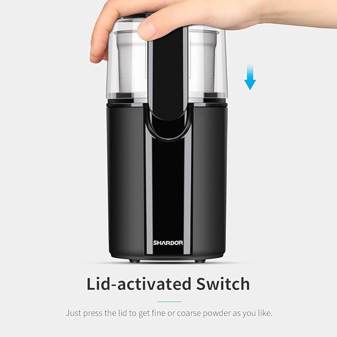 SHARDOR Coffee Grinder Electric, Coffee Bean Electric, Herb, Nut Grain Grinder with 1 Removable Stainless Steel Bowl, Black