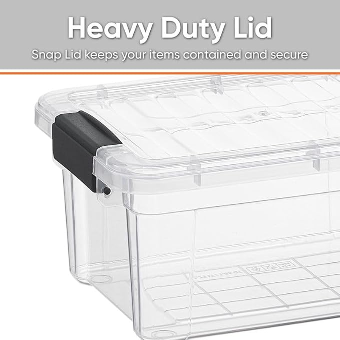 Superio Clear Storage Bins with Lids, Stackable Storage Box with Latches and Handles, Extra Small, 2 Pack 3 Quart