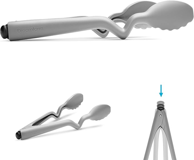 Dreamfarm Clongs Lite Nylon Kitchen Cooking Tongs with Click-Lock Open & Close - 10.5" Gray