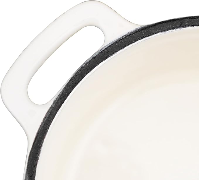 Mini Cocotte 16 oz Mini Dutch Oven 0.5 qt. Cast Iron Garlic Roaster for Oven Garlic Confit Pot Ramekins with Lids Oven Safe Set of 2, White