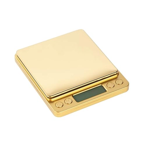 Street Kingz Gold Digital Scale - High Precision 500g Capacity Food Scale with Multi- Unit Conversion & Piece Counting - Includes 2 Weighing Bowls & 2 AAA Batteries