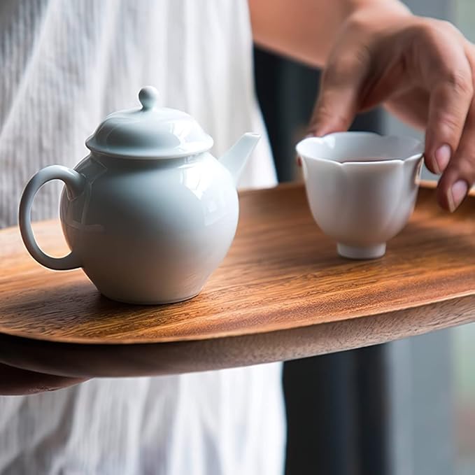 AOOSY Wood Serving Tray, Wooden Serving Platters Set for Serving Food, Fruit, Vegetable, Meat Breakfast Lunch Dinner in Bed Decorative Bread Plates Party Wood Serving Board, Set of 4