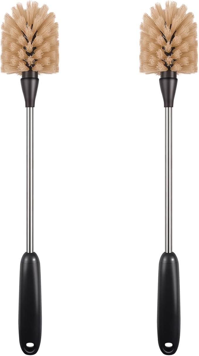 Stainless Steel Long Handle Water Bottle Brush, Flexible Scrubbing Brush for Cleaning Water Bottles, Baby Water Bottles, Glassware, Food Jars, Sports Jugs, Sobriety Jugs, 2 Pack, 15 in.