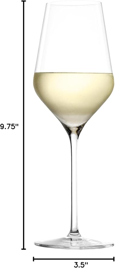 Stölzle Lausitz White Wine Glasses Set of 4 (QUATROPHIL). Dishwasher Safe, Crystal Luxury Wine Glasses (14.25 floz). Genuine Stölzle Wine Glass Set