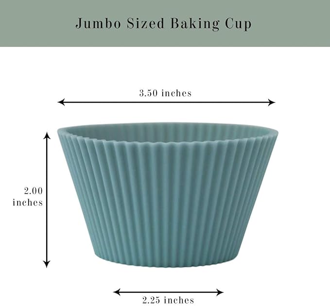 The Silicone Kitchen Reusable JUMBO Silicone Baking Cup, Non-Toxic, BPA Free, Dishwasher Safe, Jumbo, 12 Pack, White Blue Green