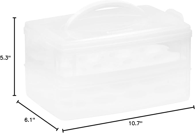 Snapware (2-Layer, 24 Eggs) Plastic Detachable Deviled Egg Carrier Storage Container With Lid and Handle, Freezer Dishwasher Microwave Safe