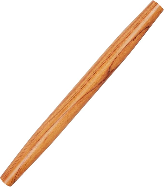 Natural Solid Bubinga Wood French Rolling Pin for Baking | Tapered Edges Type | High-Density Professional Dough Roller (French rolling pin - 15.75‘L)