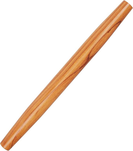 Natural Solid Bubinga Wood French Rolling Pin for Baking | Tapered Edges Type | High-Density Professional Dough Roller (French rolling pin - 15.75‘L)