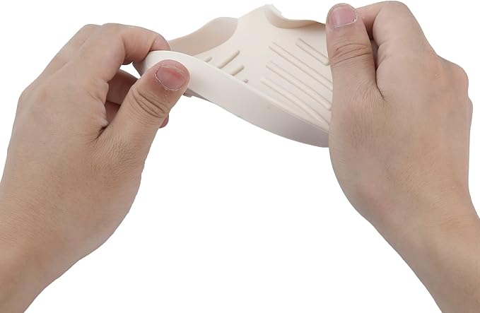 Silicone Bathroom Soap Dishes with Drain Spout-Bathroom and Kitchen Sink Organizer,Sponge Holder,Dish Soap Tray,Perfect for Dispenser,Scrubber,Bottle,Cup on Sink or Counter-Tapioca 4.9"×3.2"