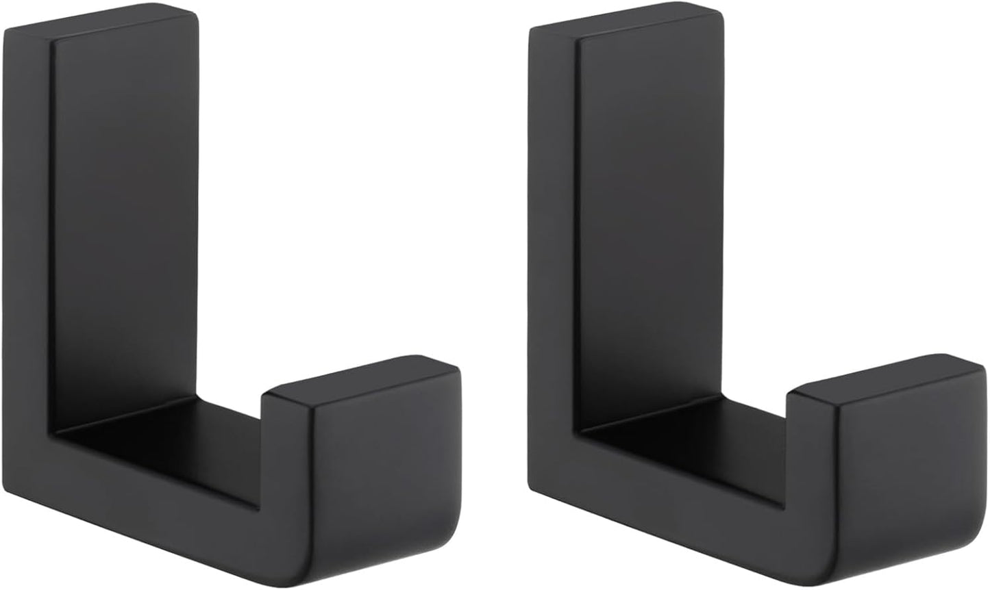 Angle Simple Towel Hook Matte Black 2 Pack, 304 Stainless Steel Bathroom Coat Robe Hook for Wall