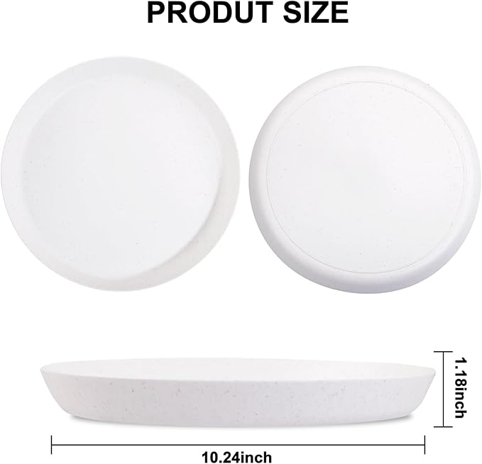 18pcs White Wheat Straw Dinner Plates - Lightweight, Unbreakable, Premium Reusable Plates for Family Dinner, School, Picnic