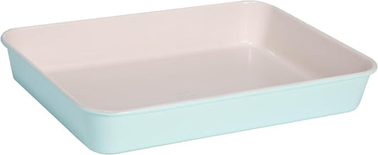 Tasty Clean Ceramic 14-Inch x 10-Inch Roasting Pan, Durable Aluminized Steel for Professional Results, Clean Ceramic Nonstick Coating, Oven Safe to 425°F, Dishwasher Safe, Aqua