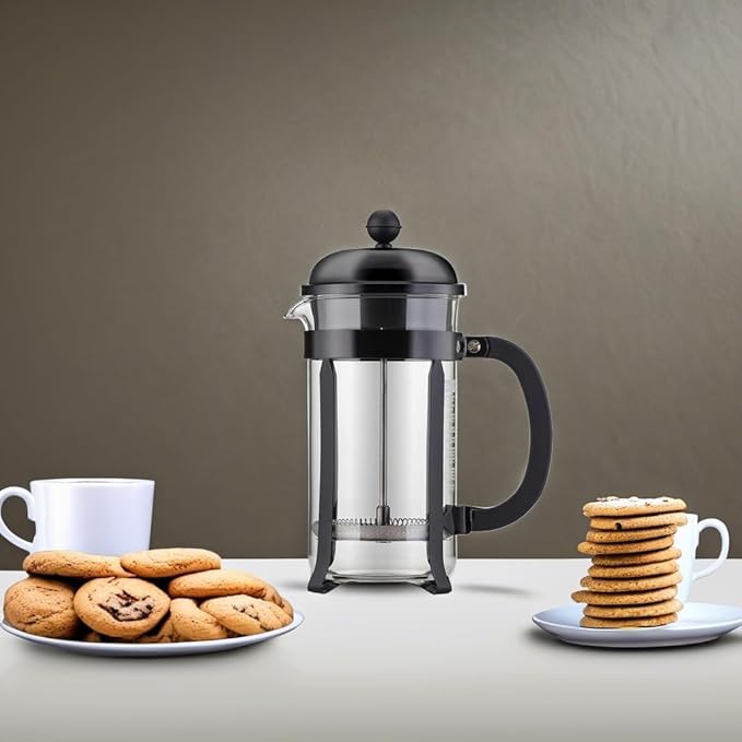 Bodum 34oz Chambord French Press Coffee Maker, High-Heat Borosilicate Glass, Stainless Steel, Black – Made in Portugal