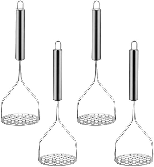 Potato Masher (4-Pack), 10-Inch Sturdy Gourmet Stainless Steel Wire Masher, Heavy Duty Metal Potato Ricer, Vegetables Fruits Hand Mashers, Dishwasher Safe