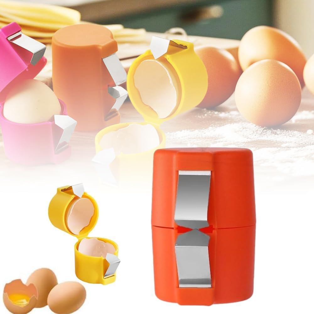 Egg Shell Opener Remover, Eggs Peeler Separator for Boiled and Raw Eggs, Stainless Steel Eggshell Cutter Kitchen Tools for Cooking and Breakfast Prep (Orange, 1 Pcs)