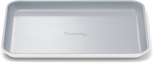 Caraway Nonstick Ceramic Small Baking Sheet (9x13”) – Non-Toxic, PTFE & PFOA Free – Oven Safe – Aluminized Steel Core – Mini Sheet Pan for Baking, Roasting & More - White