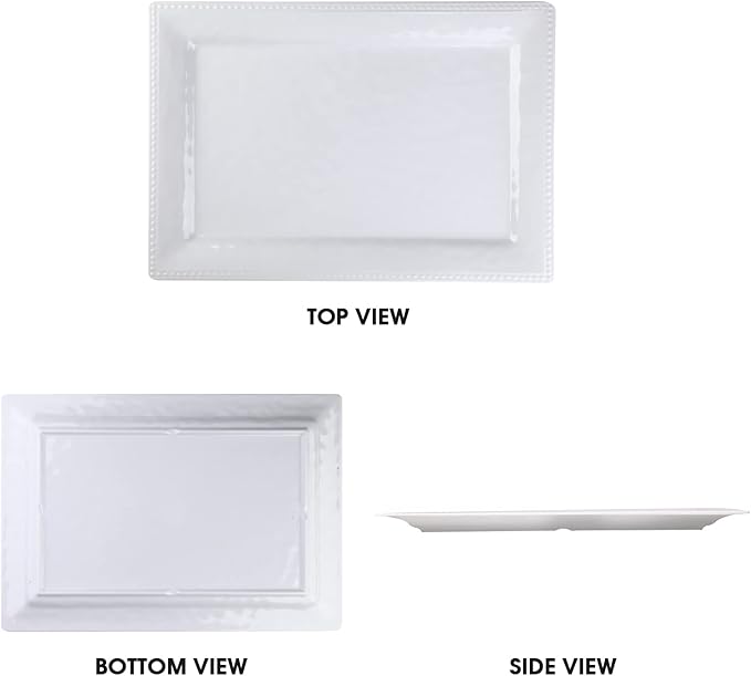 Embossed effectSet of 2 melamine rectangular serving trays/platters - White (2)