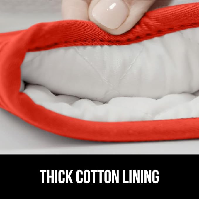 GORILLA GRIP BPA-Free Soft Silicone Oven Mitts, 14.5x8.3, Heat Resistant and Waterproof Cooking Gloves, Thick Cotton Lining, Flexible Gripping for Baking Grilling, Kitchen Potholders Set of 2, Coral