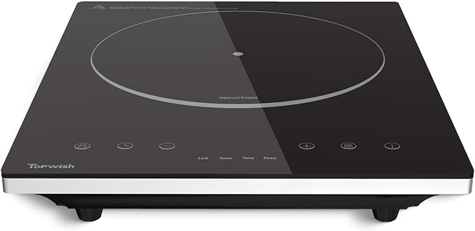 Induction Cooktop, TOPWISH Portable Hot Plate Electric Induction Burner, 10 Temp Levels up to 464°F, 110-120V Electric Stove Top Cooker with High Energy Efficiency & Kids Lock for Cooking, 1600W