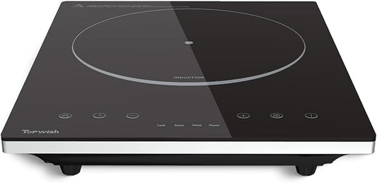 Induction Cooktop, TOPWISH Portable Hot Plate Electric Induction Burner, 10 Temp Levels up to 464°F, 110-120V Electric Stove Top Cooker with High Energy Efficiency & Kids Lock for Cooking, 1600W