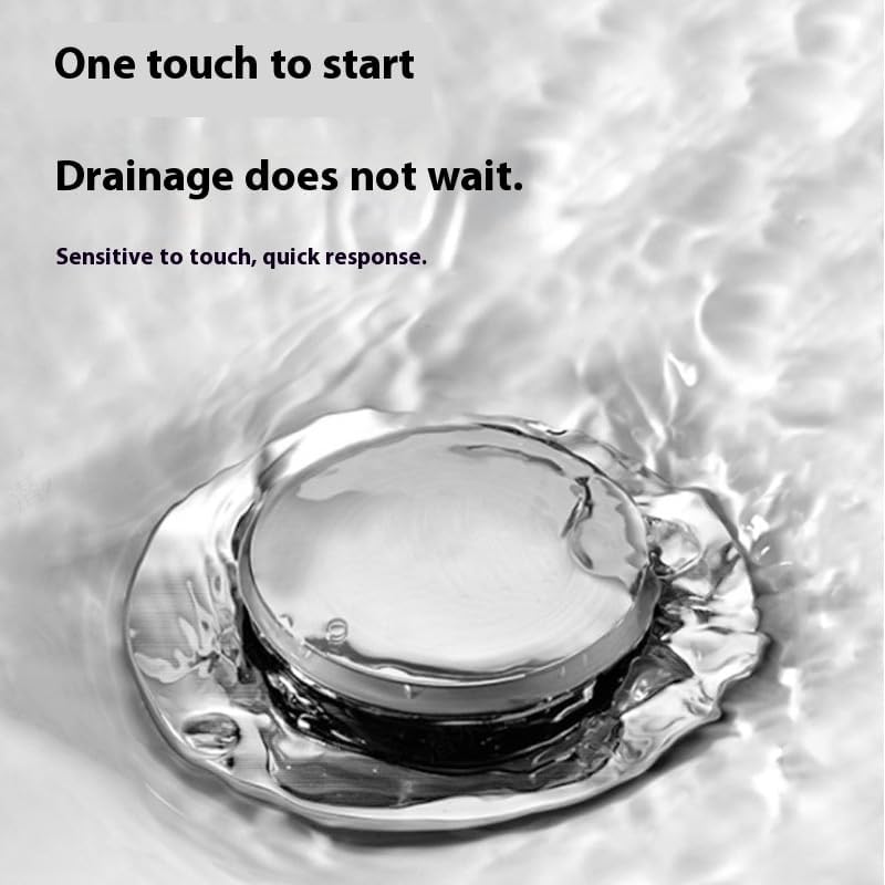 Stainless Steel Pop up Drain for Bathroom Sink Inst Sink Drain with Detachable Basket, Polished Chrome Drain Component with Overflow Bathroom Sink Drain