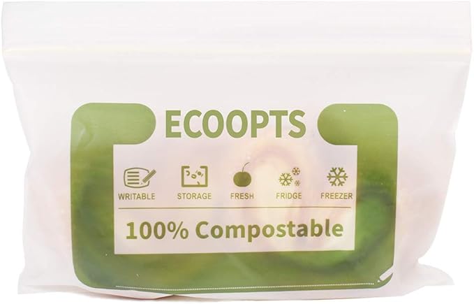 100% Compostable Snack Zip Bag | ECO-Friendly Small Storage Bags | Freezer Bag | Plant-Based BPA-free | Seal well for Cookie, Chips and Snack (1, Small)