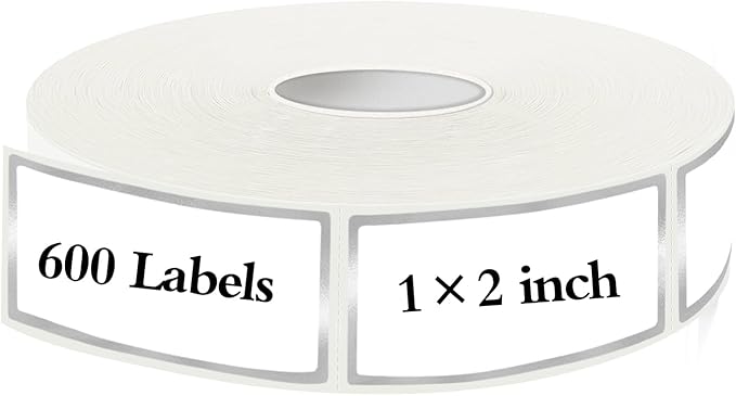 600 Silvery Border Removable Freezer Labels Water Oil Resistant with Perforation Line for Food Containers Jars Pantry Organization (Ink Quick-Dry，1” x 2”)