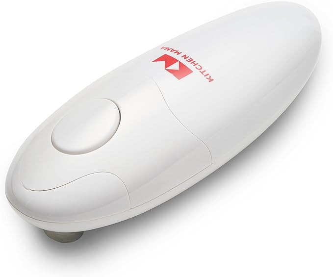 Kitchen Mama Auto Electric Can Opener: Safe, Easy with One Touch, Smooth Edge, Battery Operated, Cordless, Automatic Can Opener for Seniors with Arthritis, Hand Free Appliances, YES YOU CAN (White)