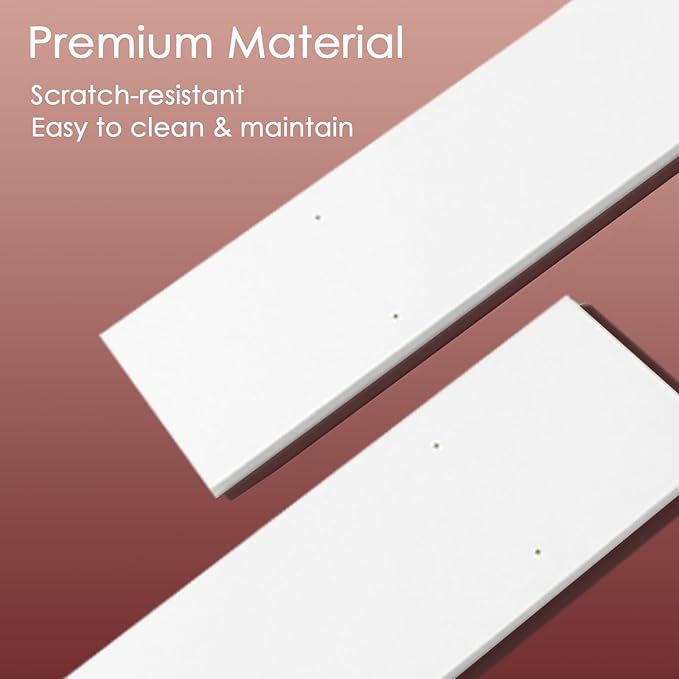 DINZI LVJ Long Wall Shelves, 31.5" Wall Mounted Shelves Set of 4, Large Floating Shelves with Metal Brackets, for Living Room, Bathroom, Bedroom, Kitchen, White and Gold