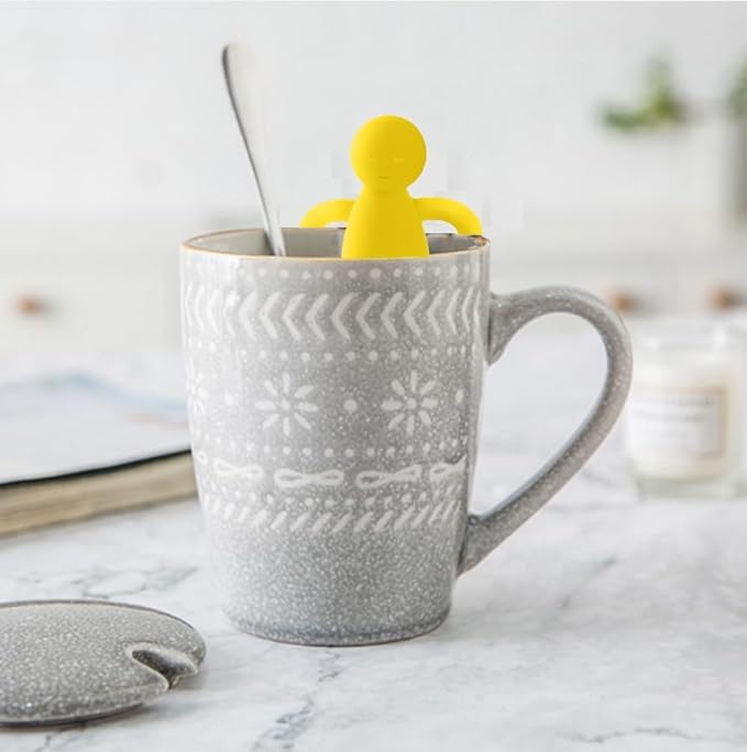 Leden Tea Infuser for Loose Tea Cute Tea Diffuser Fine Mesh Tea Steeper Stainless Steel and Silicone Tea Strainer for Cup and Mug, Yellow