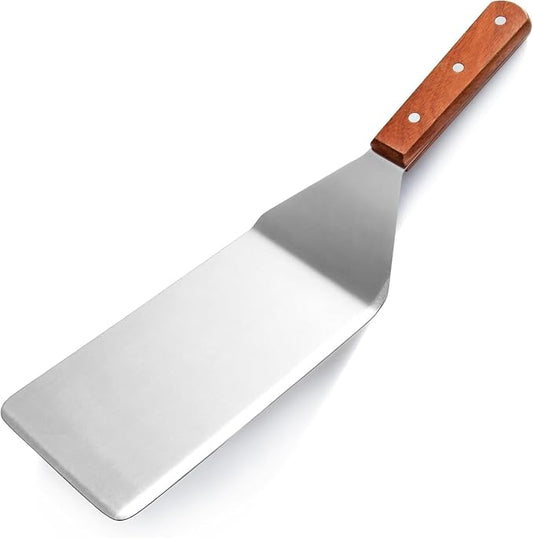 New Star Foodservice 36350 Wood Handle Extra Large Grill Turner/Spatula with Cutting Edge and 4-Inch Wide Blade, 16-Inch