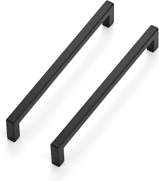 Ravinte 20 Pack Solid 6-1/4 Inch Center to Center Slim Square Bar Drawer Handles - Cabinet Hardware Pulls in Matte Black for Kitchen