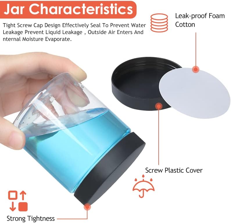 48pcs 8 oz Plastic Containers with Lids Labels Leak Proof BPA Free Airtight Refillable Clear Small Containers Storage Jars for Storing Dry Food Slime Honey Jam