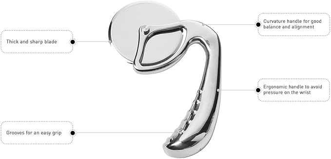Pizza Cutter Wheel by Midnight Slice - Stainless Steel Food Slicer for Pizzas and more with Ergonomic Handle and Sharp Cutting Surface for Clean Cuts
